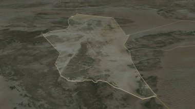 Libya 'nın Ghat ilçesine yakınlaş. Belirsiz bir bakış açısı. Uydu görüntüleri. 3B görüntüleme