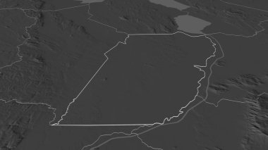 Balaka 'ya (Malawi ilçesi) yakınlaştır. Belirsiz bir bakış açısı. Yüzey sularıyla çift seviyeli yükseklik haritası. 3B görüntüleme