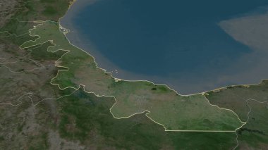 Zoom in on Veracruz (state of Mexico) outlined. Oblique perspective. Satellite imagery. 3D rendering clipart