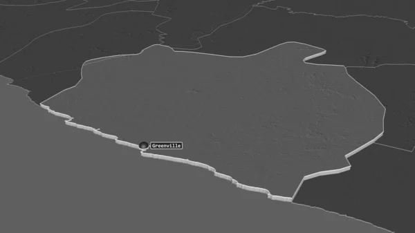 Přiblížit Sinoe Okres Libérie Vytlačil Úhlová Perspektiva Bilevel Elevační Mapa — Stock fotografie