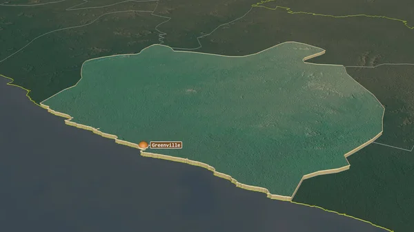 Ampliar Sinoe Condado Liberia Extruido Perspectiva Oblicua Mapa Topográfico Relieve — Foto de Stock