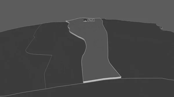 Jabal Akhdar リビアの地区 でズームアウトします 嘘の見方だ 地表水と二階の標高マップ 3Dレンダリング — ストック写真