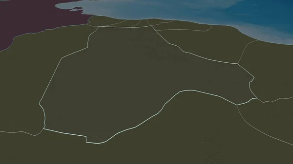 Zoom Jabal Gharbi Distretto Della Libia Delineato Prospettiva Obliqua Mappa — Foto Stock