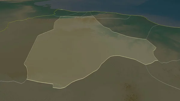 Zoom Jabal Gharbi Distrito Líbia Delineado Perspectiva Óbvia Mapa Topográfico — Fotografia de Stock