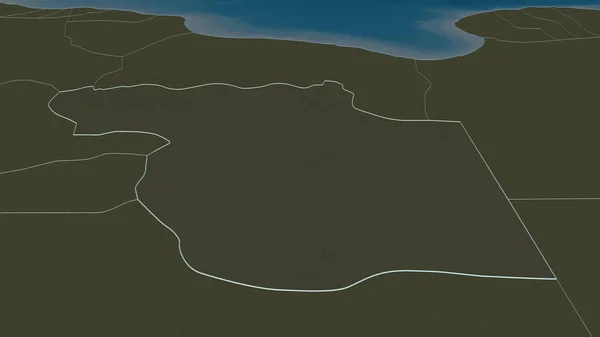 Zoom Jufrah Distretto Della Libia Delineato Prospettiva Obliqua Mappa Colorata — Foto Stock