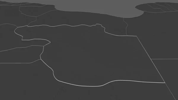 Zoom Jufrah Distretto Della Libia Delineato Prospettiva Obliqua Mappa Elevazione — Foto Stock