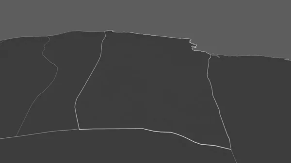 Powiększ Obraz Darny Dzielnica Libii Perspektywa Ukośna Dwupoziomowa Mapa Wysokości — Zdjęcie stockowe