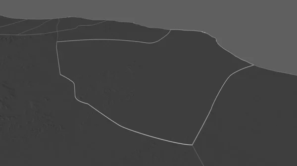 Zoom Misratah Distretto Della Libia Delineato Prospettiva Obliqua Mappa Elevazione — Foto Stock