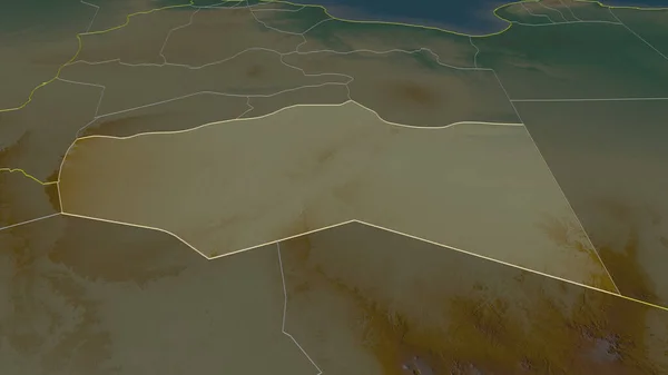 Увеличьте Масштаб Мурзука Район Ливии Непристойная Перспектива Карта Рельефа Поверхностными — стоковое фото