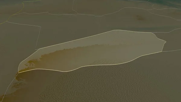Wadi Hayat リビアの地区 にズームアウト概要 嘘の見方だ 地表水と地形救援マップ 3Dレンダリング — ストック写真