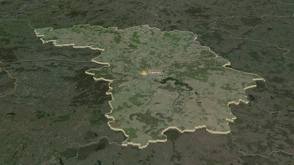 Zooma Kauno Litauens Län Svagt Perspektiv Satellitbilder Rendering — Stockfoto