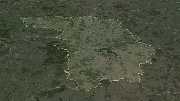 Zoom Sur Kauno Comté Lituanie Perspective Oblique Imagerie Satellite Rendu — Photo