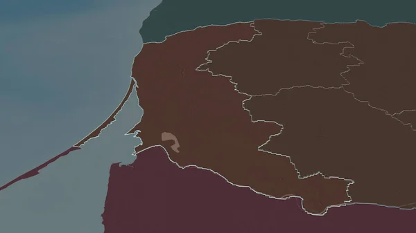 Zoom Klaipedos Condado Lituânia Delineado Perspectiva Óbvia Mapa Colorido Esburacado — Fotografia de Stock