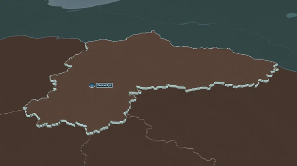 Zoom Panevezio Lituania Estruso Prospettiva Obliqua Mappa Colorata Urtata Della — Foto Stock