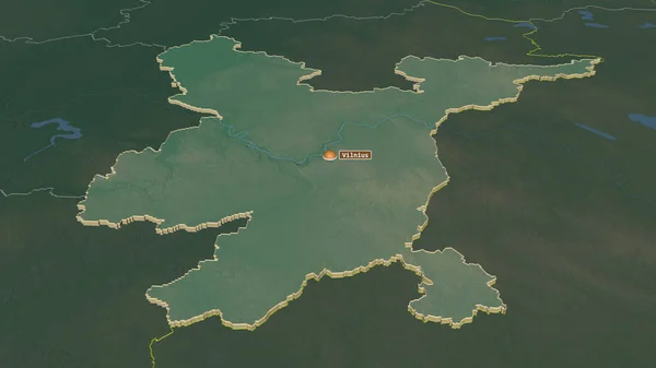 Přiblížit Vilniaus Okres Litva Vytlačen Úhlová Perspektiva Topografická Reliéfní Mapa — Stock fotografie