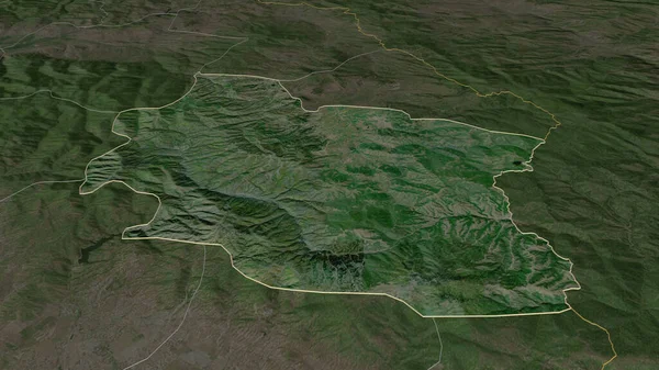 Inzoomen Berovo Gemeente Macedonië Geschetst Obliek Perspectief Satellietbeelden Weergave — Stockfoto