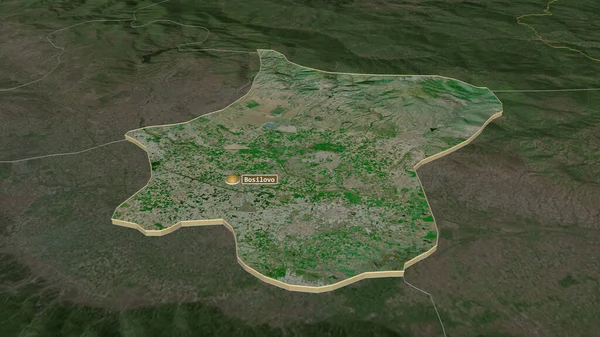 Zoom Sur Bosilovo Municipalité Macédoine Extrudé Perspective Oblique Imagerie Satellite — Photo