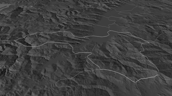 Zoom Gostivar Municipality Macedonia Outlined Oblique Perspective Bilevel Elevation Map — Stock Photo, Image