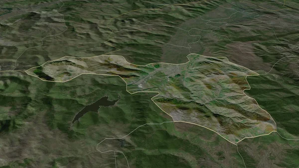 Ampliar Gostivar Municipio Macedonia Esbozado Perspectiva Oblicua Imágenes Satélite Renderizado — Foto de Stock