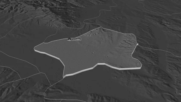 イリンデン マケドニアの自治体 でズーム押出 嘘の見方だ 地表水と二階の標高マップ 3Dレンダリング — ストック写真