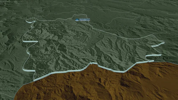 Zoom Kavadartsi Comune Macedonia Estruso Prospettiva Obliqua Mappa Colorata Urtata — Foto Stock