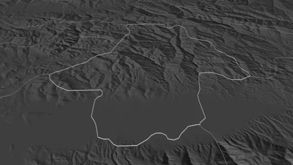 Zoom Kocani Comune Macedonia Delineato Prospettiva Obliqua Mappa Elevazione Bilivello — Foto Stock