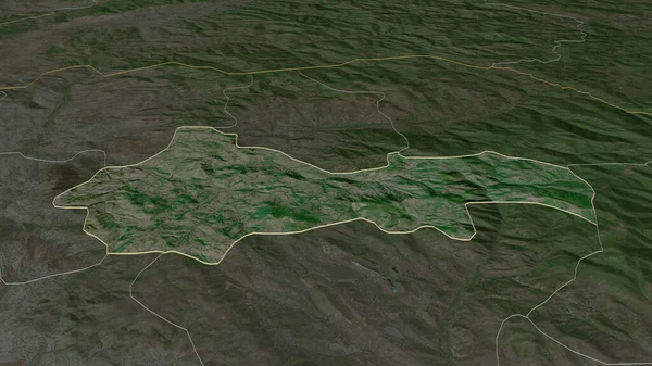 Zoom Kratovo Gemeente Macedonië Geschetst Obliek Perspectief Satellietbeelden Weergave — Stockfoto