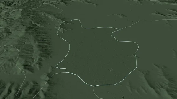 Zoom Krivogastani Comune Macedonia Delineato Prospettiva Obliqua Mappa Colorata Urtata — Foto Stock