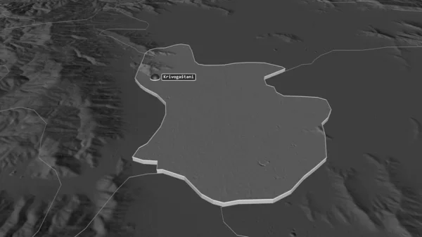 Zoom Auf Krivogastani Gemeinde Mazedonien Schräge Perspektive Karte Der Höhenlage — Stockfoto