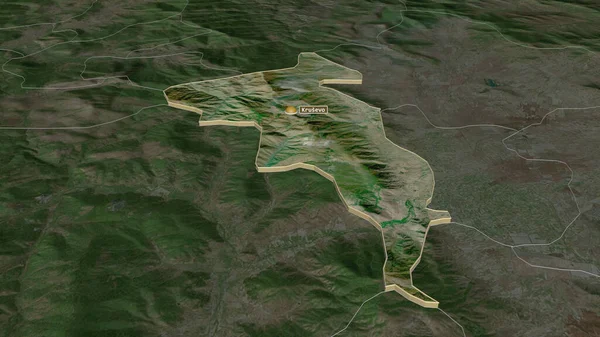 Inzoomen Krusevo Gemeente Macedonië Geëxtrudeerd Obliek Perspectief Satellietbeelden Weergave — Stockfoto