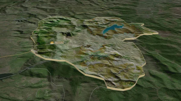 Ampliar Mavrovo Rostusa Municipio Macedonia Extruido Perspectiva Oblicua Imágenes Satélite — Foto de Stock