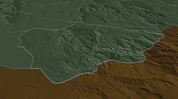 Zoom Novatsi Município Macedônia Delineado Perspectiva Óbvia Mapa Colorido Esburacado — Fotografia de Stock