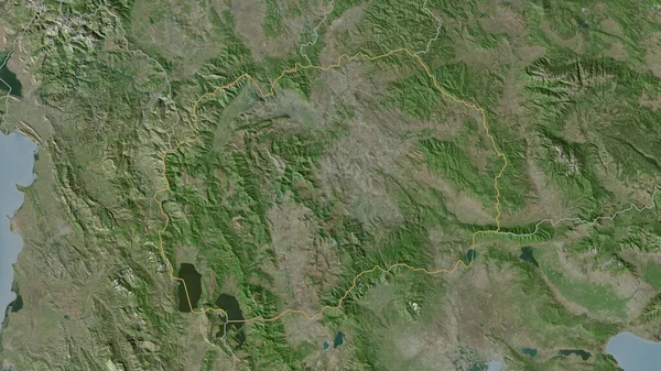 Forma Delineata Dell Area Macedonia Immagini Satellitari Rendering — Foto Stock