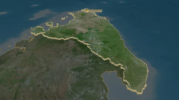 Zoom Sur Antsiranana Province Autonome Madagascar Extrudé Perspective Oblique Imagerie — Photo