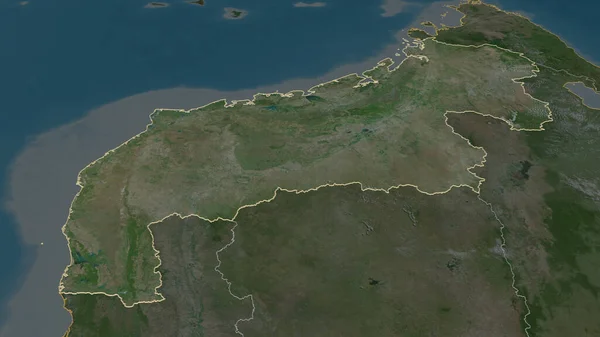 概要介绍了Mahajanga 马达加斯加自治省 的情况 斜的角度 卫星图像 3D渲染 — 图库照片