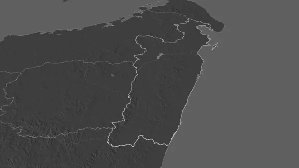 Inzoomen Toamasina Autonome Provincie Madagaskar Geschetst Obliek Perspectief Hoogteverschil Kaart — Stockfoto