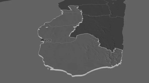 Zoom Toliary Provincia Autonoma Del Madagascar Estruso Prospettiva Obliqua Mappa — Foto Stock