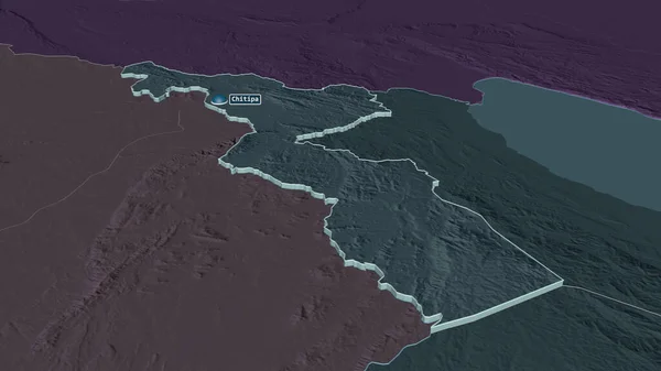 Zoom Chitipa Distretto Del Malawi Estruso Prospettiva Obliqua Mappa Colorata — Foto Stock