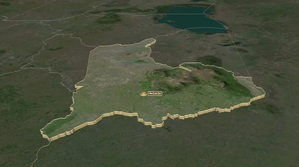 Загрузим Муланже Район Малави Непристойная Перспектива Спутниковые Снимки Рендеринг — стоковое фото