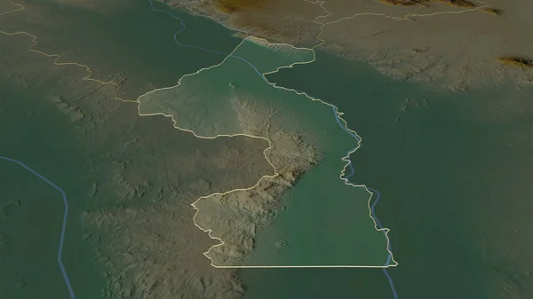 Zoom Nsanje Distretto Del Malawi Delineato Prospettiva Obliqua Mappa Topografica — Foto Stock