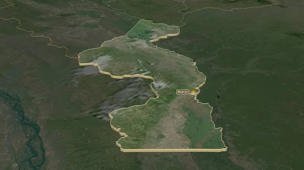 Přiblížit Nsanje Okres Malawi Vytlačil Úhlová Perspektiva Satelitní Snímky Vykreslování — Stock fotografie