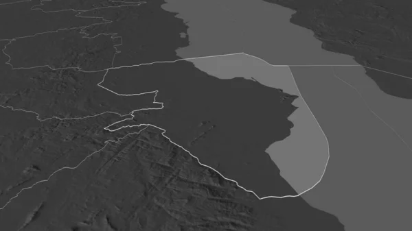 Zoom Salima Distretto Del Malawi Delineato Prospettiva Obliqua Mappa Elevazione — Foto Stock