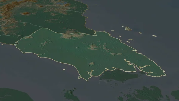 Zoom Johor Statul Malaezia Subliniat Perspectivă Oblică Hartă Topografică Relief — Fotografie, imagine de stoc