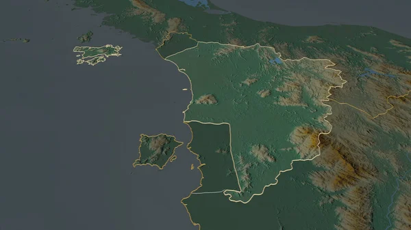 Powiększ Kedah Stan Malezja Przedstawione Perspektywa Ukośna Mapa Pomocy Topograficznej — Zdjęcie stockowe