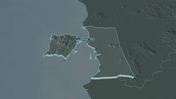 Zoom Pulau Pinang Stato Della Malesia Estruso Prospettiva Obliqua Mappa — Foto Stock