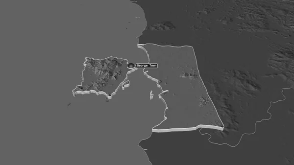 Zoom Pulau Pinang Estado Malasia Extruido Perspectiva Oblicua Mapa Elevación —  Fotos de Stock