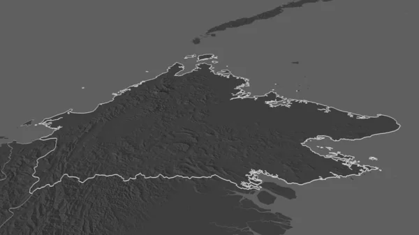 Zoom Sabah Estado Malásia Delineado Perspectiva Óbvia Bilevel Mapa Elevação — Fotografia de Stock