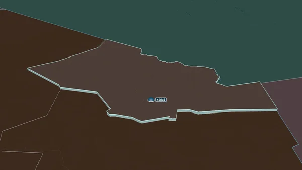 Zoom Kidal Regione Del Mali Estruso Prospettiva Obliqua Mappa Colorata — Foto Stock
