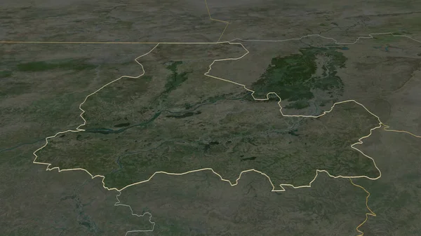 Ampliar Segou Región Malí Esbozado Perspectiva Oblicua Imágenes Satélite Renderizado — Foto de Stock