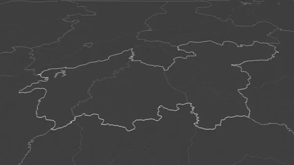 Zbliżenie Sikasso Region Mali Przedstawione Perspektywa Ukośna Dwupoziomowa Mapa Wysokości — Zdjęcie stockowe